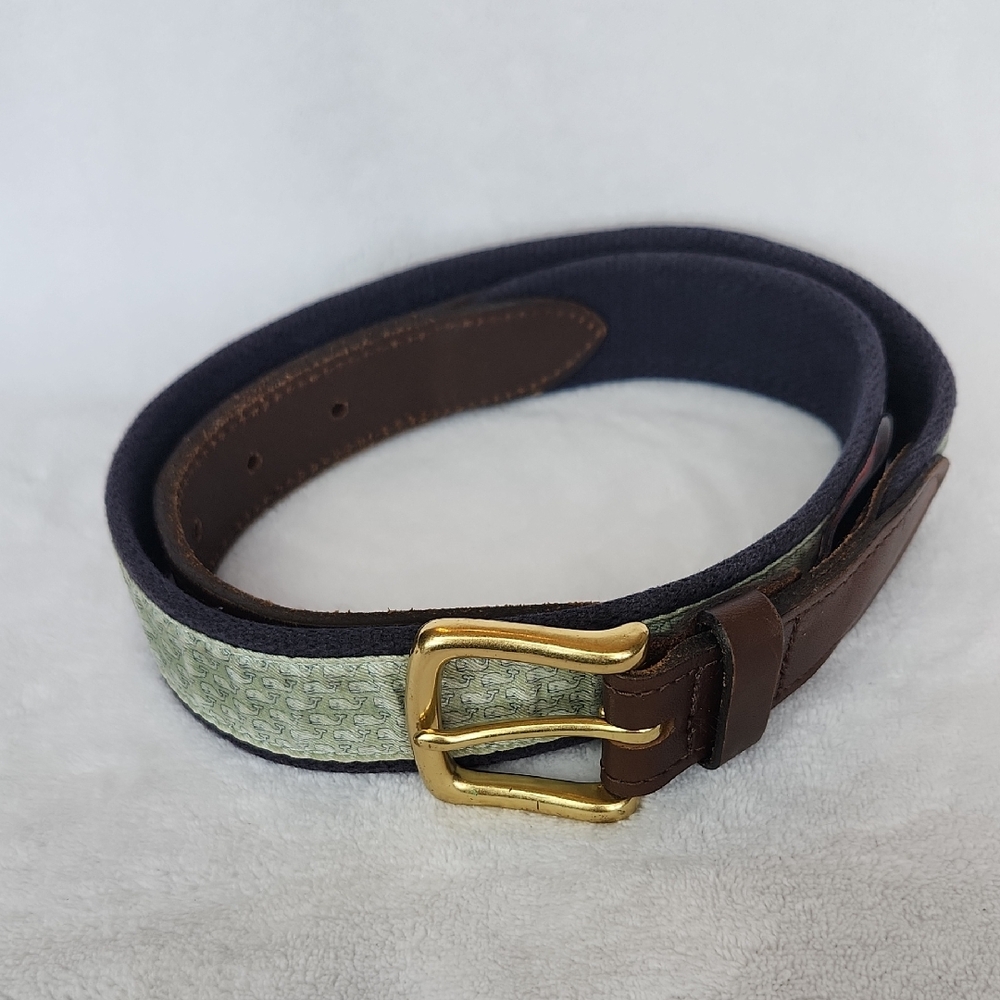 Vineyard Vines Whale Canvas Club Belt Whale Print Size 32 GUC